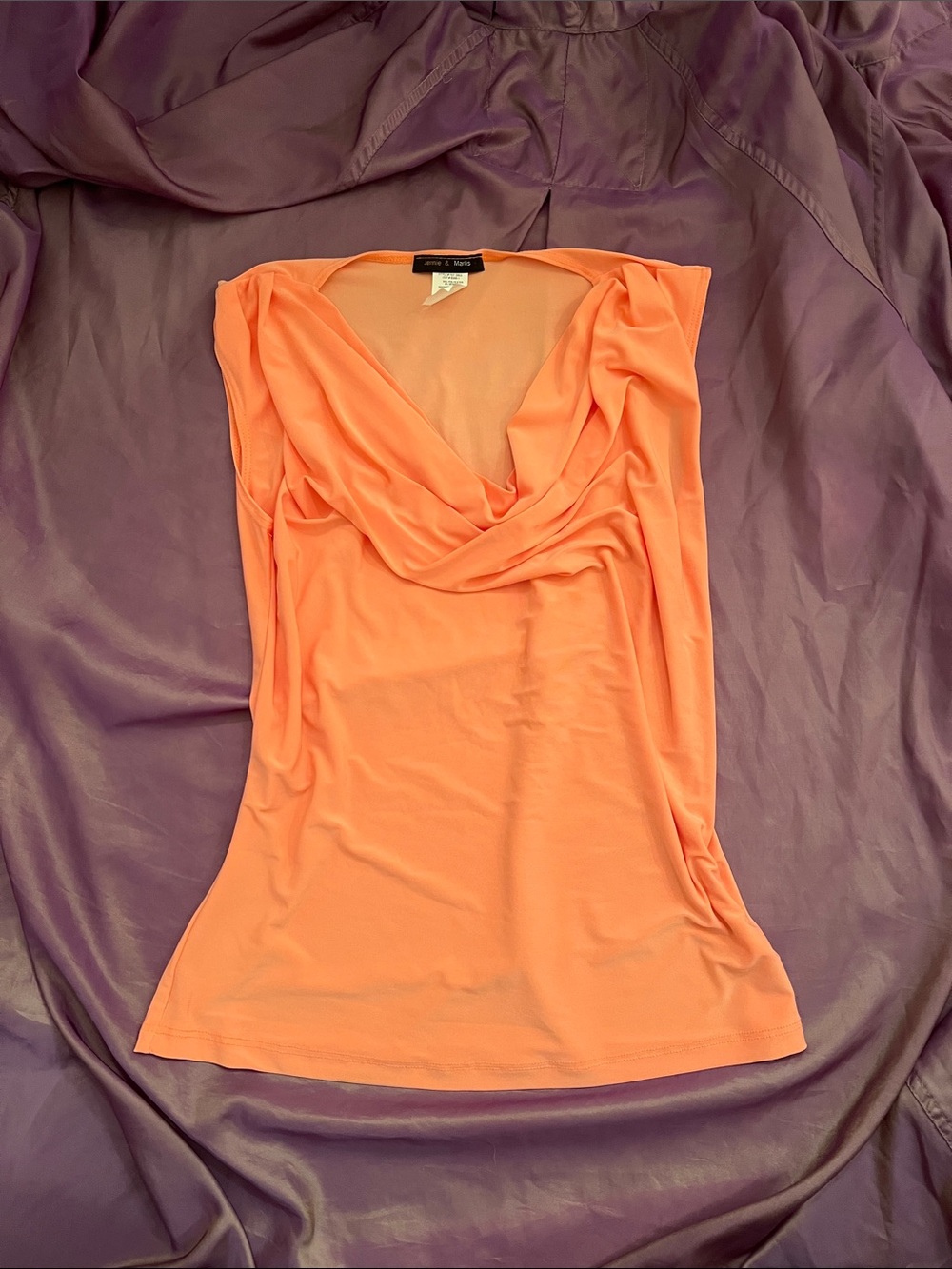 Jennie & Marlis Coral Draped Cowl Neck Sleeveless Camisole